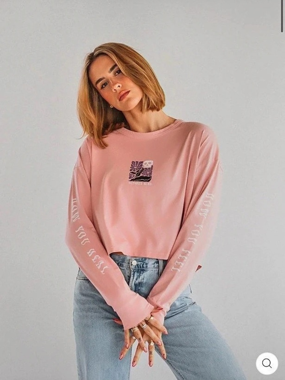 Octopied Mind Feel Too Much Long Sleeve Floral Long Sleeve Pink XL Like New